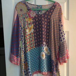 Johnny Was Multicolor Patchwork Blouse